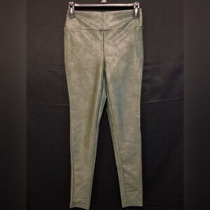 Luxe By LulaRoe Green Metallic Leggings Size Small Stretch Spandex NWOT